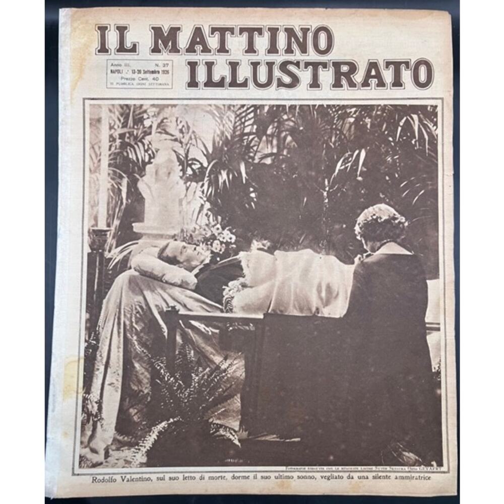 Rare 1926 Italian Rudolph Valentino Funeral Magazine Hollywood Sheik, Blood Sand